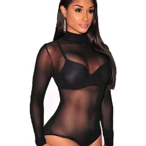 Black mesh bodysuit